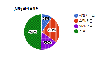수진동 상권유형별 분포현황 - 생활서비스 17%, 소매/유흥 45%, 여가/오락 28%, 음식 89%